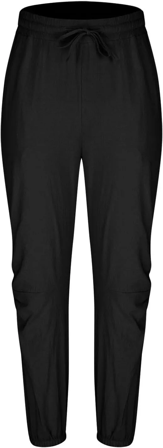 Men's Summer Linen Pant Casual Regular Fit Hemmed Dress Pants Loose Fit Drawstring Elastic Waist Trousers Comfortable