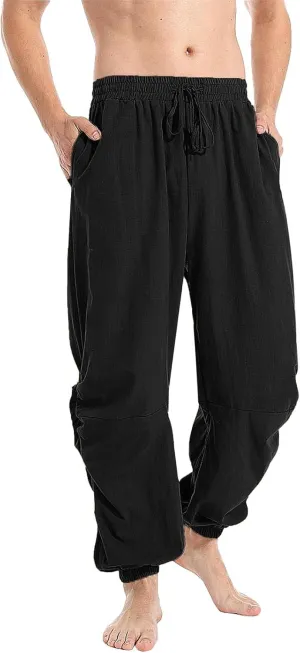 Men's Summer Linen Pant Casual Regular Fit Hemmed Dress Pants Loose Fit Drawstring Elastic Waist Trousers Comfortable