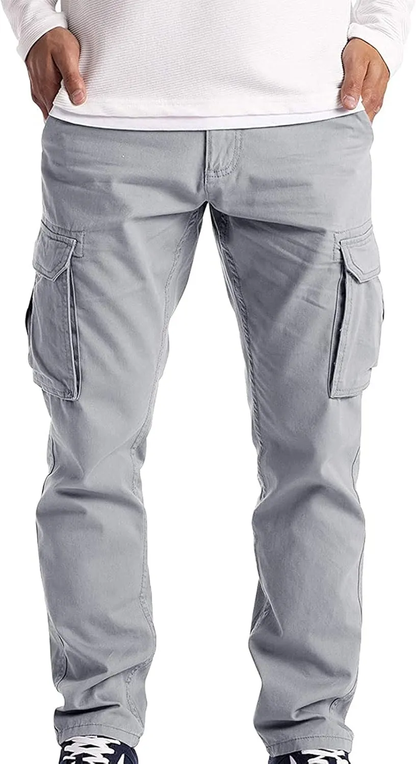 Mens Workout Cargo Sweatpants Heavyweight Athletic Joggers Multi-Pockets Relaxed Fit Cargo Pants Men's Heavyweight