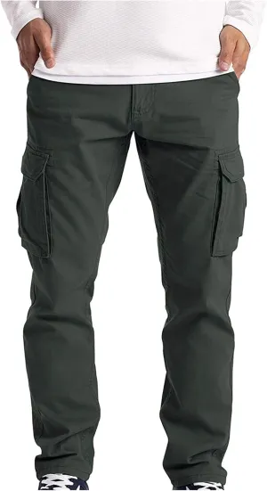 Mens Workout Cargo Sweatpants Heavyweight Athletic Joggers Multi-Pockets Relaxed Fit Cargo Pants Men's Heavyweight