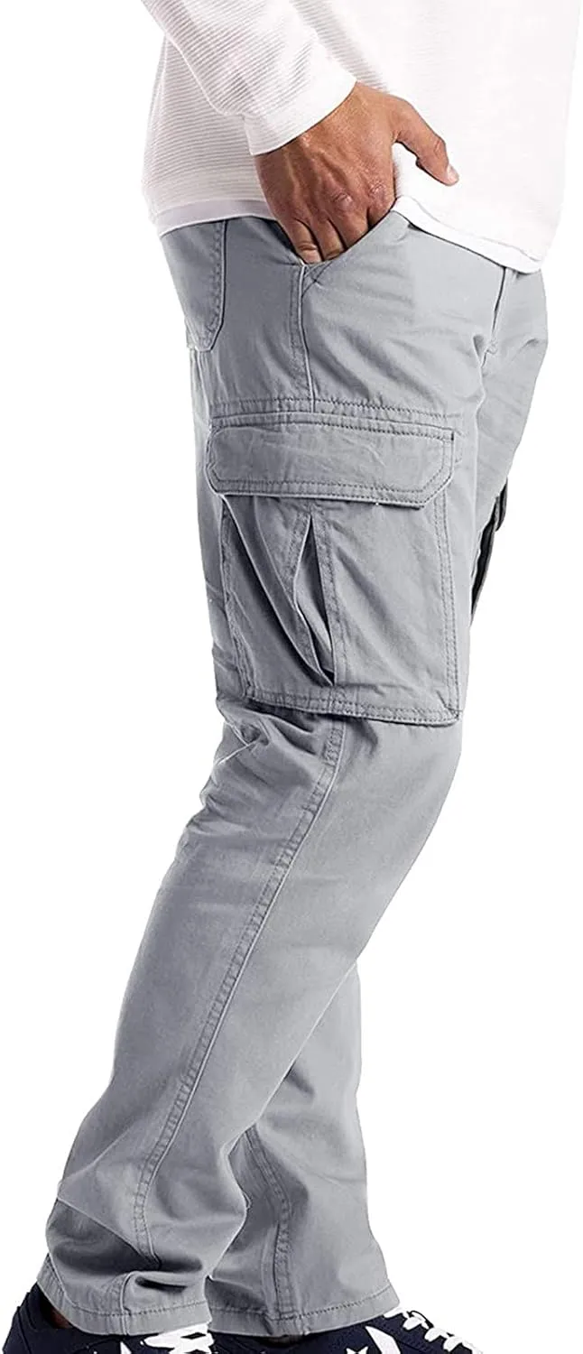 Mens Workout Cargo Sweatpants Heavyweight Athletic Joggers Multi-Pockets Relaxed Fit Cargo Pants Men's Heavyweight
