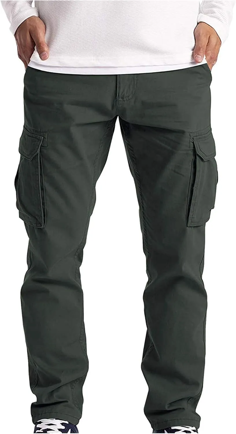 Mens Workout Cargo Sweatpants Heavyweight Athletic Joggers Multi-Pockets Relaxed Fit Cargo Pants Men's Heavyweight