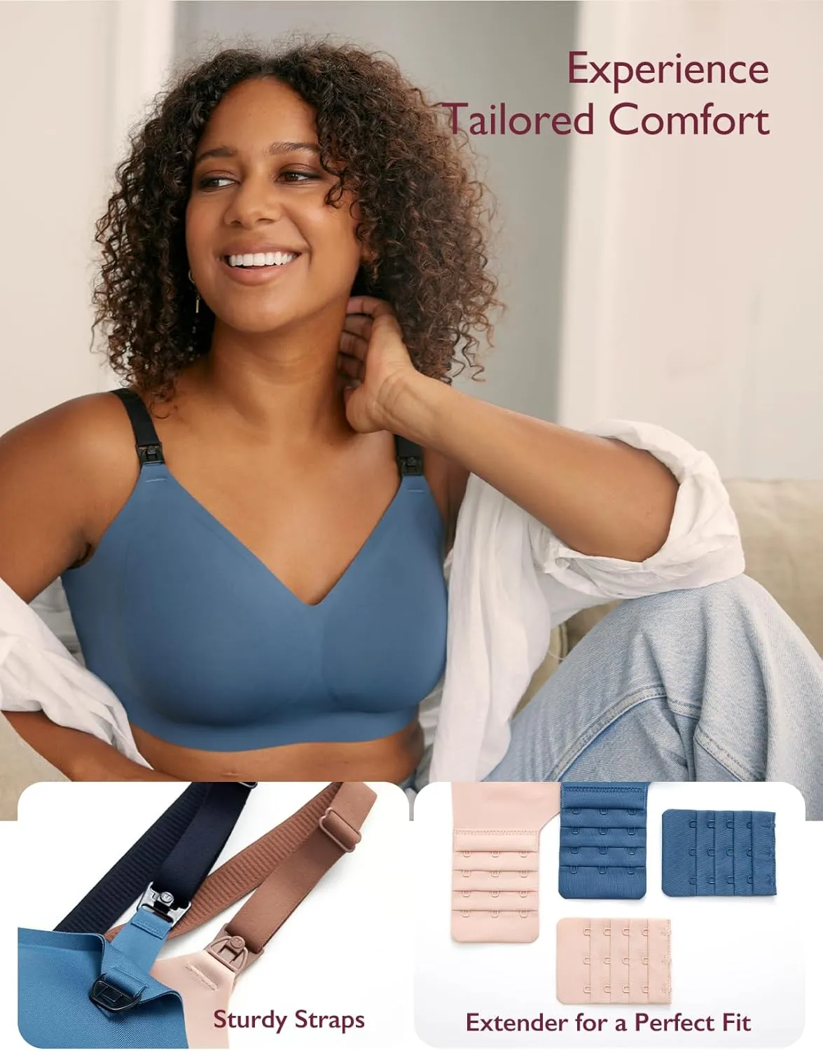 Momcozy Nursing Bras for Breastfeeding, 3.0 Jelly Strip Lift Support Maternity Bra, Seamless Soft Wirefree Pregnancy Bra