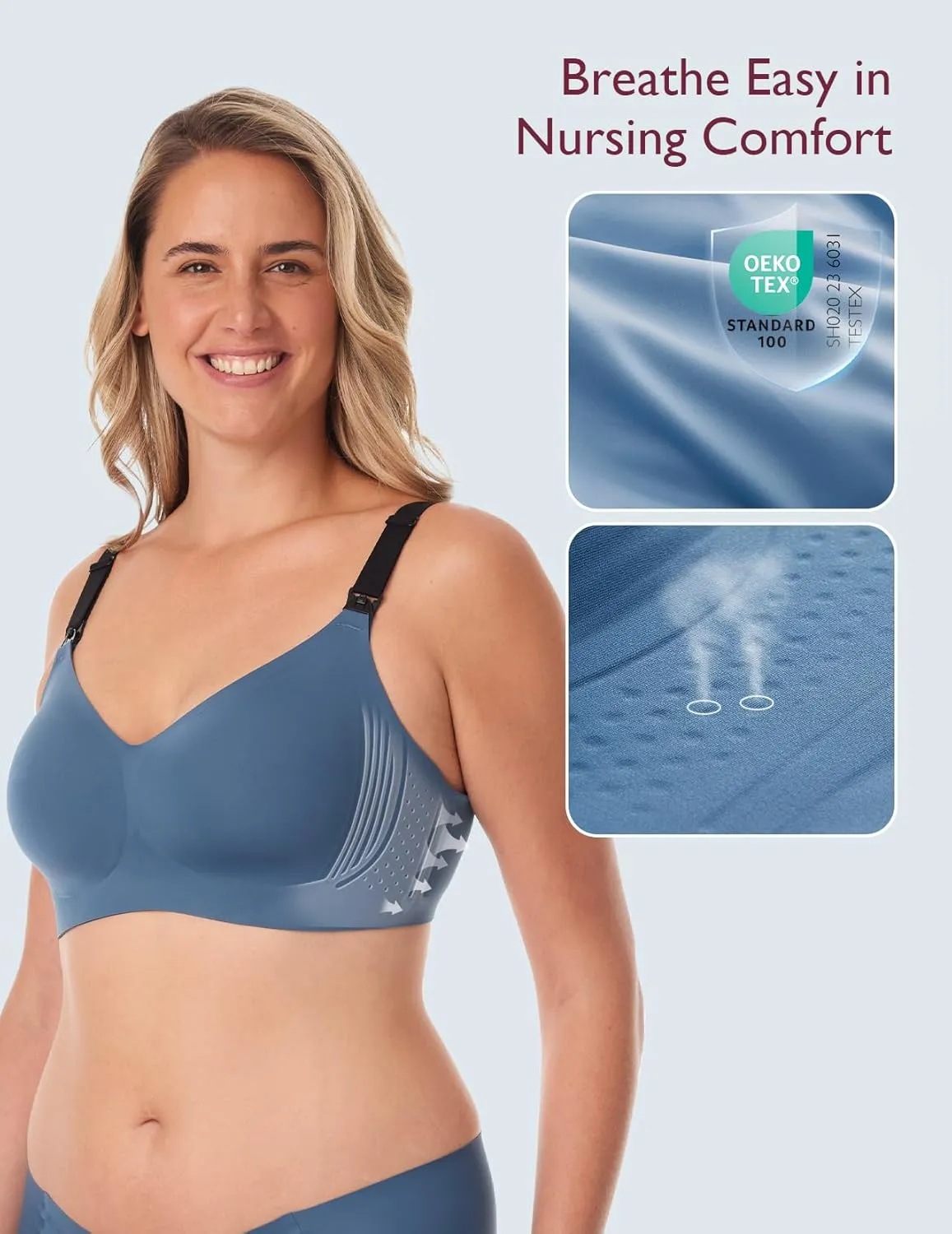 Momcozy Nursing Bras for Breastfeeding, 3.0 Jelly Strip Lift Support Maternity Bra, Seamless Soft Wirefree Pregnancy Bra