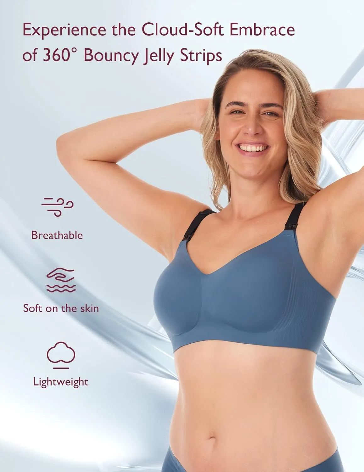Momcozy Nursing Bras for Breastfeeding, 3.0 Jelly Strip Lift Support Maternity Bra, Seamless Soft Wirefree Pregnancy Bra