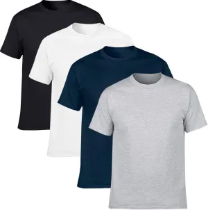 NewDenBer Men's Classic Basic Solid Crew Neck Soft Cotton T-Shirt 4 Pack