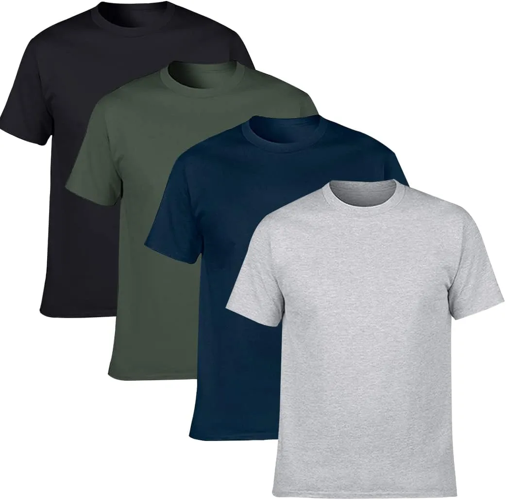 NewDenBer Men's Classic Basic Solid Crew Neck Soft Cotton T-Shirt 4 Pack