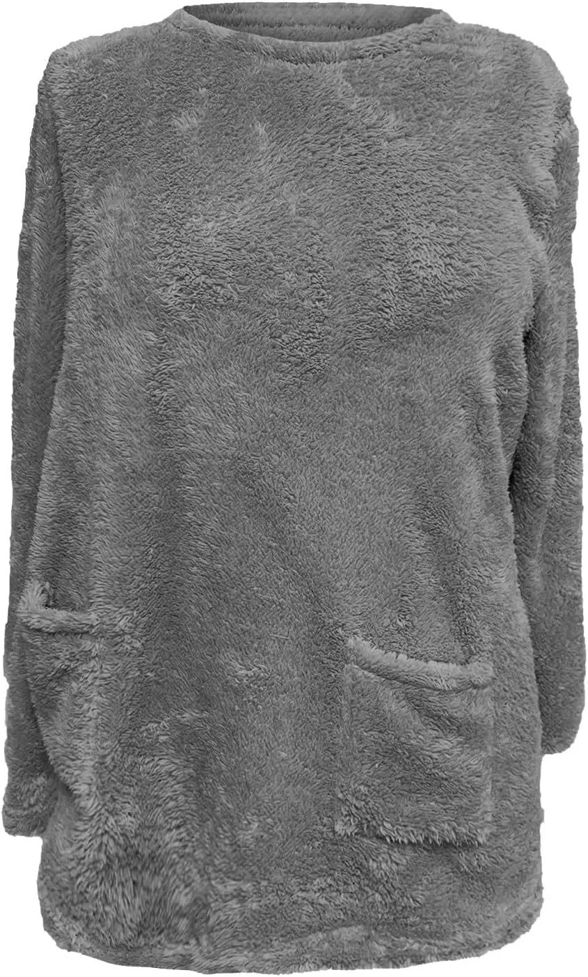 Oversized Sweaters For Women Trendy 2024 Fuzzy Fleece Sherpa Pullover Sweatshirts Casual Loose Soft Warm Loungewear