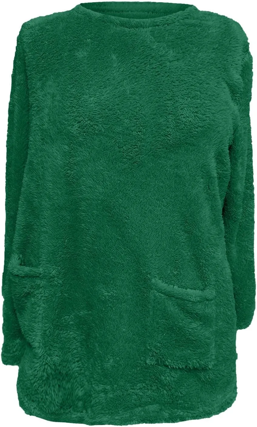 Oversized Sweaters For Women Trendy 2024 Fuzzy Fleece Sherpa Pullover Sweatshirts Casual Loose Soft Warm Loungewear