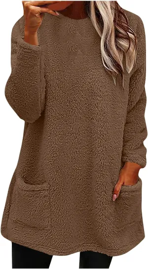 Oversized Sweaters For Women Trendy 2024 Fuzzy Fleece Sherpa Pullover Sweatshirts Casual Loose Soft Warm Loungewear