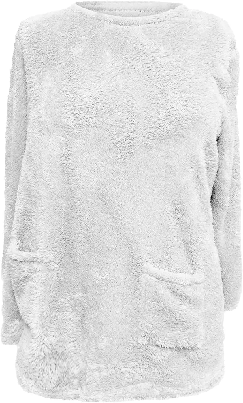 Oversized Sweaters For Women Trendy 2024 Fuzzy Fleece Sherpa Pullover Sweatshirts Casual Loose Soft Warm Loungewear
