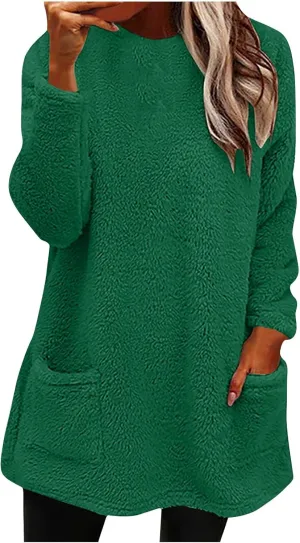 Oversized Sweaters For Women Trendy 2024 Fuzzy Fleece Sherpa Pullover Sweatshirts Casual Loose Soft Warm Loungewear