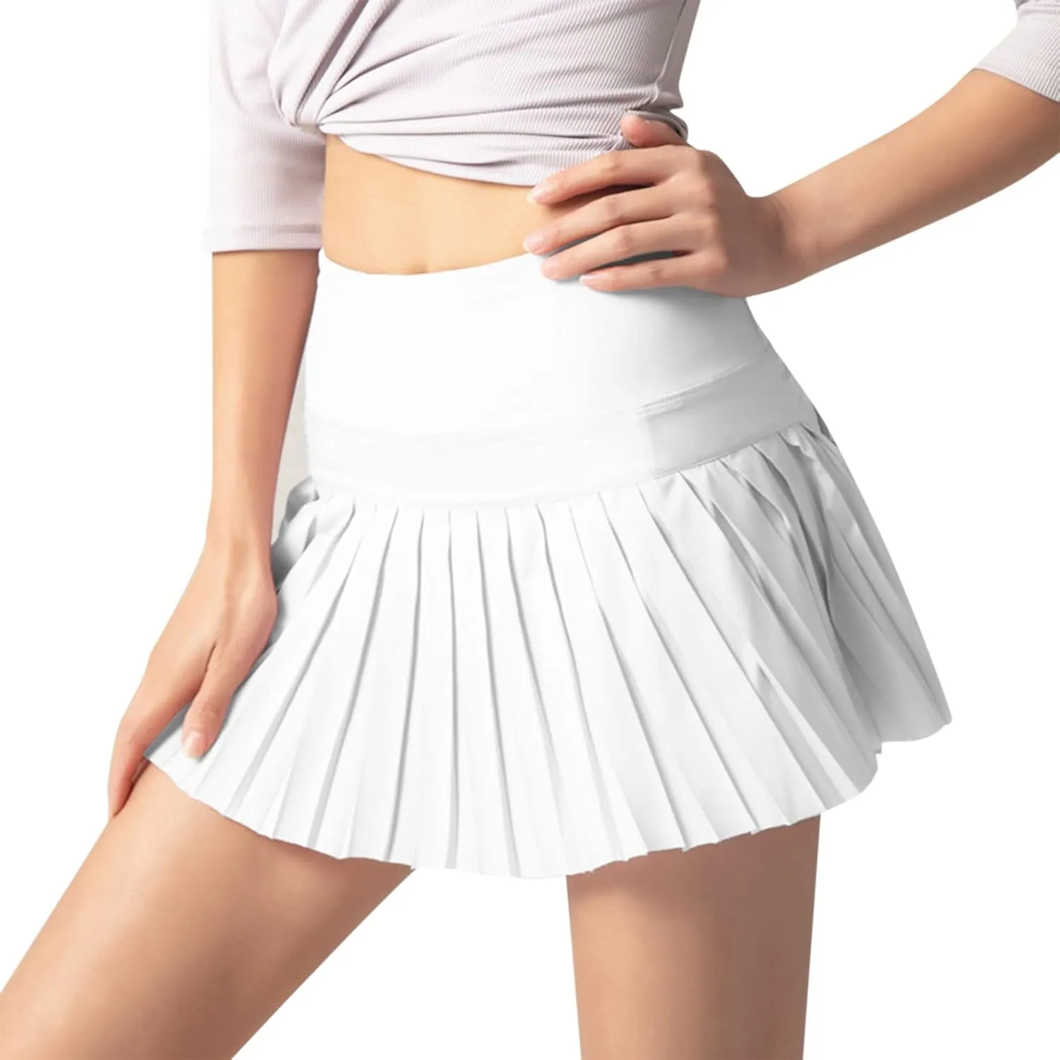 Pleated Mini Skirts for Women Plus Size Trendy Flowy Gym Yoga Shorts Workout Sweat Skort Cute Summer Sports Clothes
