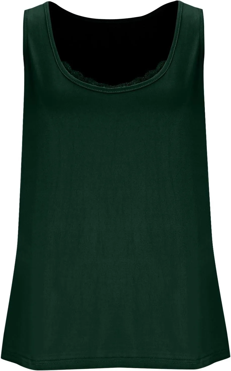 Plus Size Fitted Camisole for Women, Lace Trim U Neck Tank Tops Soft Stretch Cami Shirts Sleeveless Basic Undershrit