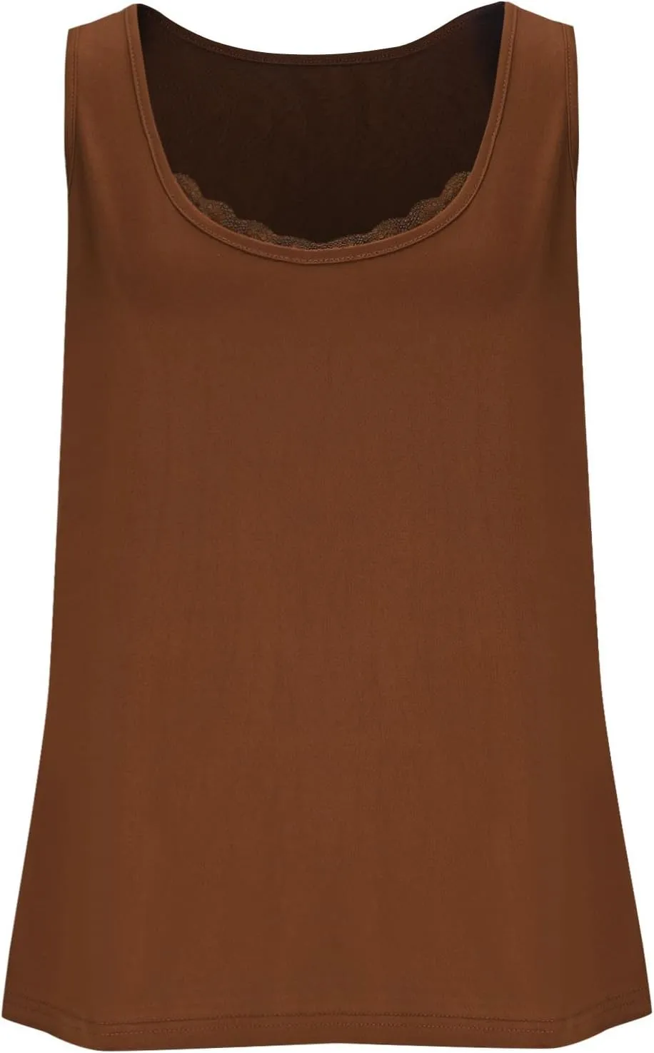 Plus Size Fitted Camisole for Women, Lace Trim U Neck Tank Tops Soft Stretch Cami Shirts Sleeveless Basic Undershrit