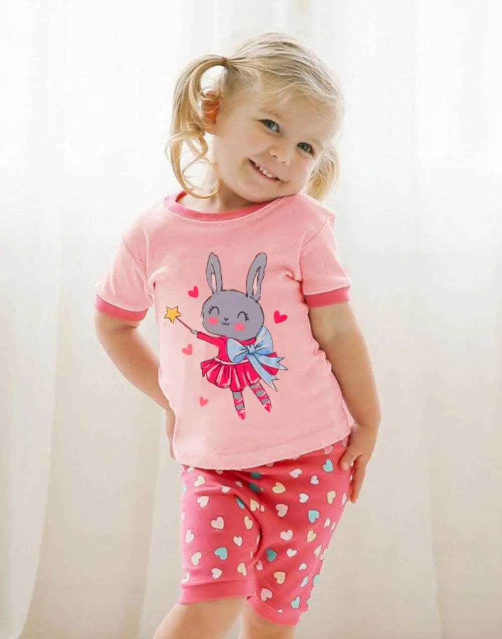 Popshion Baby Girl Pajamas Short Sleeve Toddler Girls Summer Short Sets Cotton Sleepwear Size 2 to 10 Years