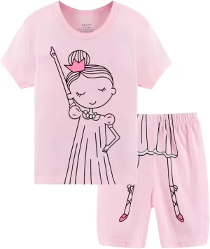 Popshion Baby Girl Pajamas Short Sleeve Toddler Girls Summer Short Sets Cotton Sleepwear Size 2 to 10 Years