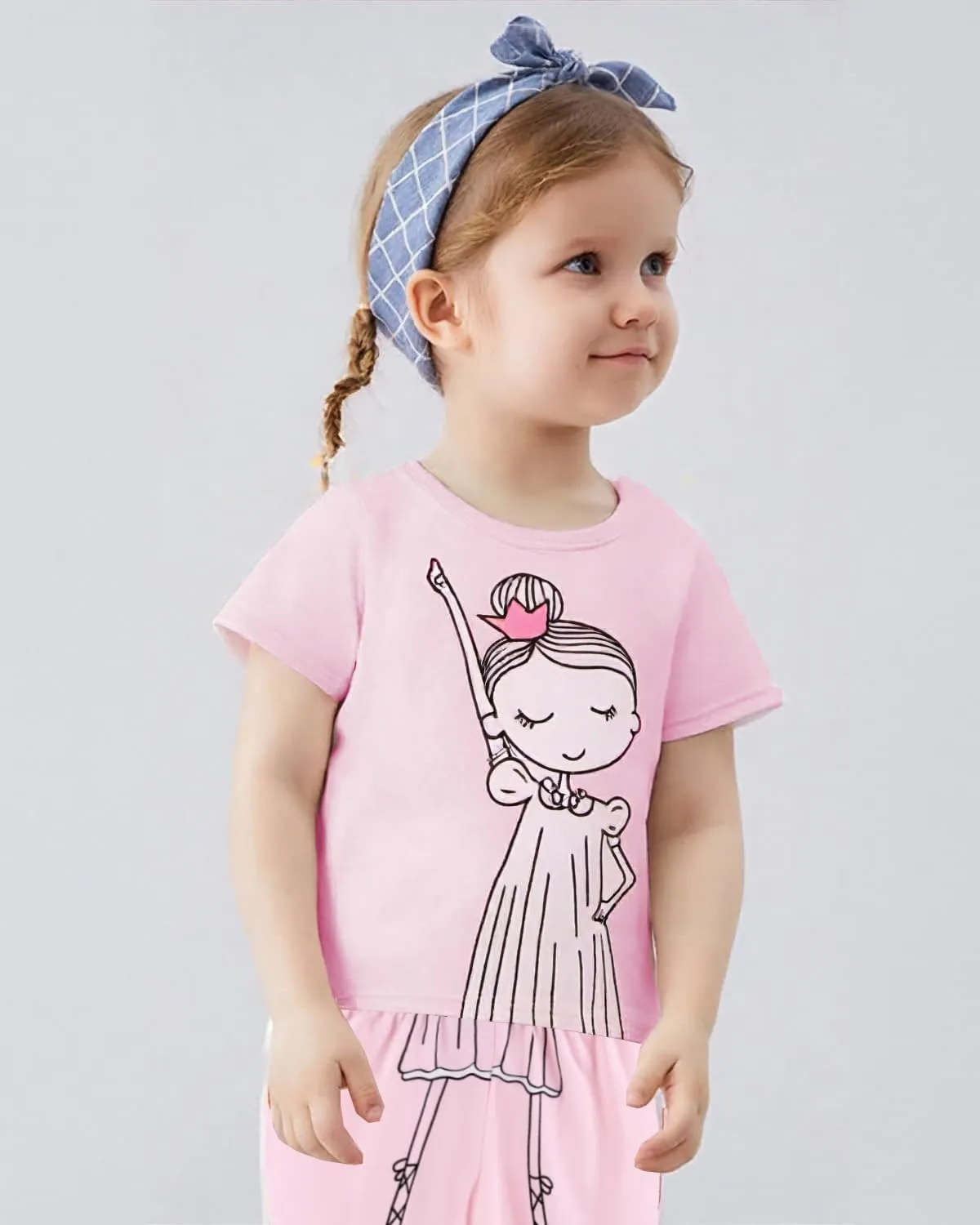 Popshion Baby Girl Pajamas Short Sleeve Toddler Girls Summer Short Sets Cotton Sleepwear Size 2 to 10 Years