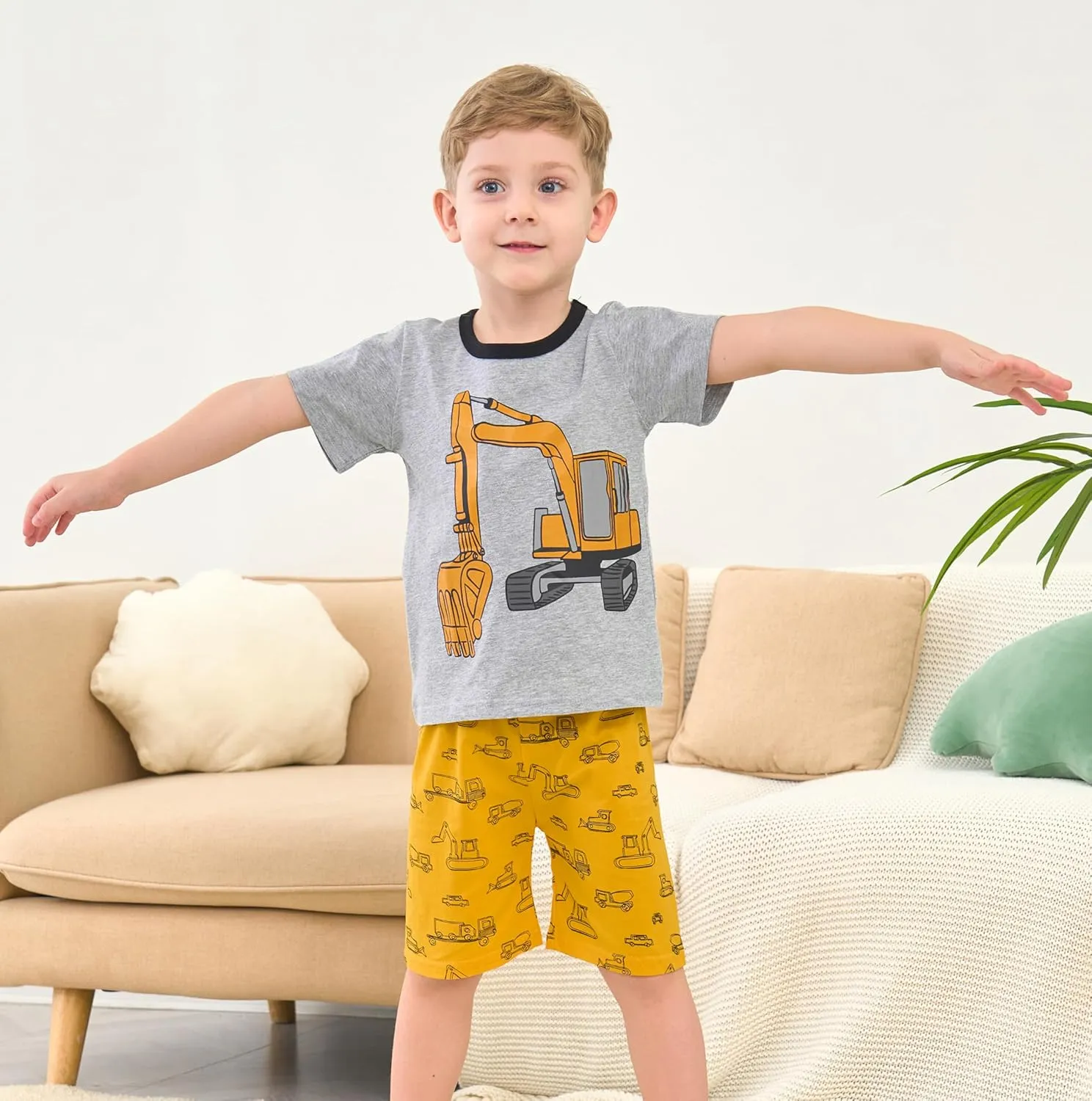 Popshion Boys Pajamas 100% Cotton Toddler 2 Piece Short Sleeve Pjs Kids Summer Sleepwear Clothes Set 3t-10t