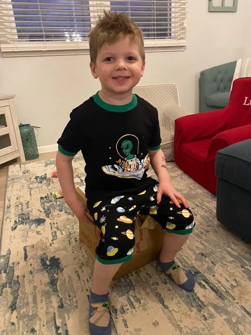 Popshion Boys Pajamas 100% Cotton Toddler 2 Piece Short Sleeve Pjs Kids Summer Sleepwear Clothes Set 3t-10t