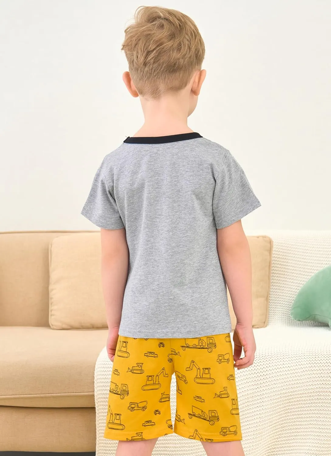 Popshion Boys Pajamas 100% Cotton Toddler 2 Piece Short Sleeve Pjs Kids Summer Sleepwear Clothes Set 3t-10t