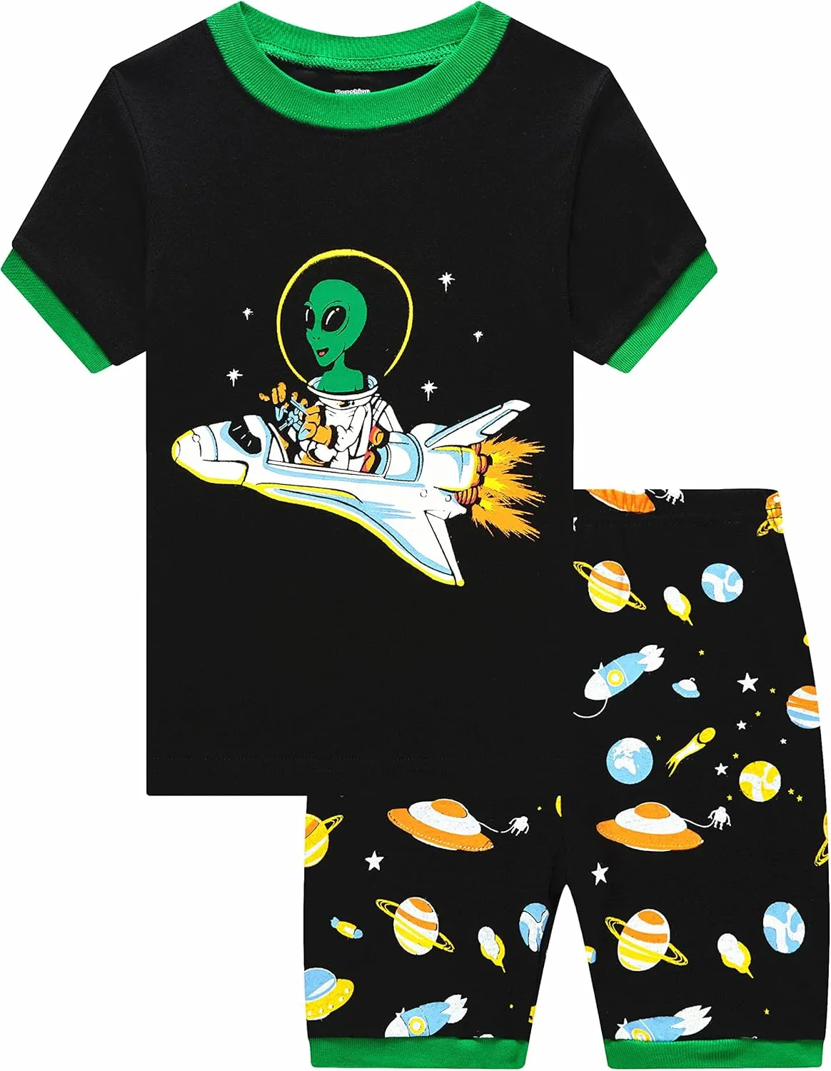 Popshion Boys Pajamas 100% Cotton Toddler 2 Piece Short Sleeve Pjs Kids Summer Sleepwear Clothes Set 3t-10t