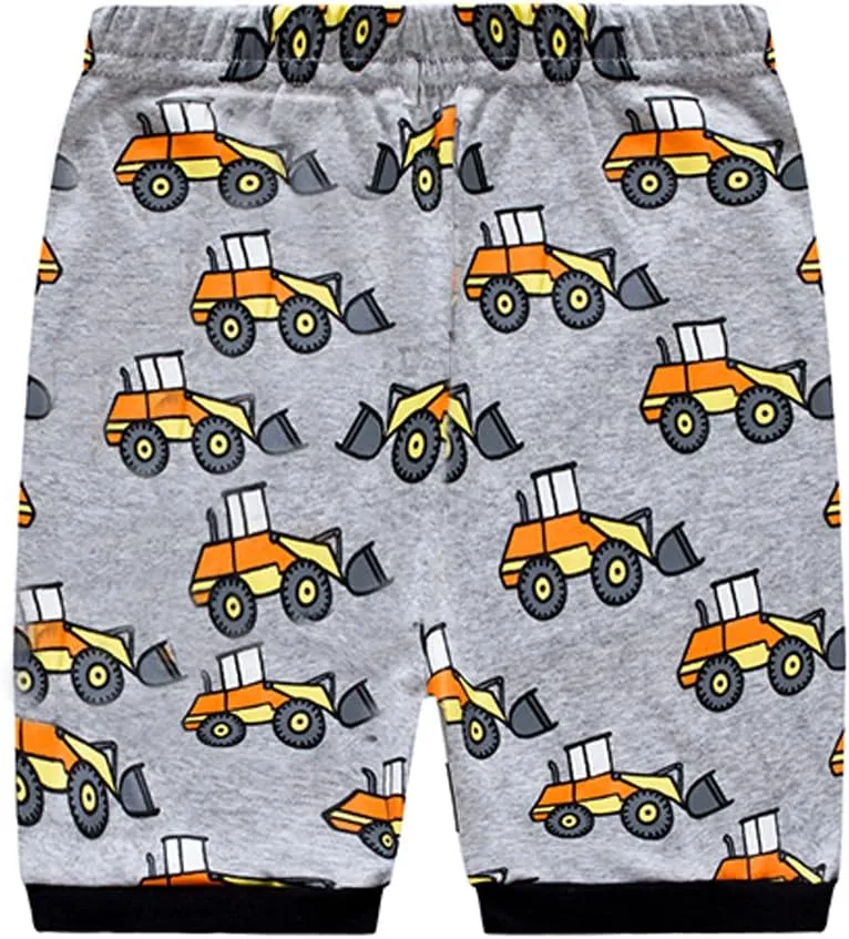 Popshion Boys Pajamas 100% Cotton Toddler Clothes Summer Pjs for Boy Planet Dinosaur Sleepwear Kids Short Sets 2-10 Years