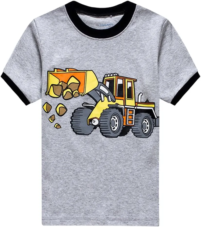 Popshion Boys Pajamas 100% Cotton Toddler Clothes Summer Pjs for Boy Planet Dinosaur Sleepwear Kids Short Sets 2-10 Years