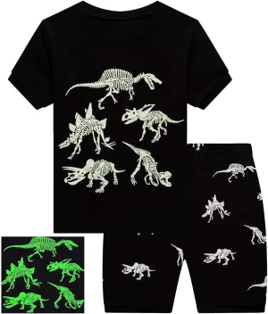 Popshion Boys Pajamas 100% Cotton Toddler Clothes Summer Pjs for Boy Planet Dinosaur Sleepwear Kids Short Sets 2-10 Years