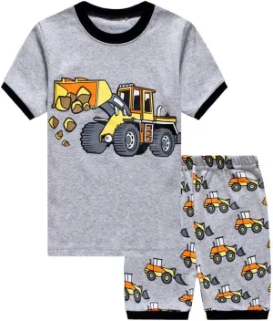 Popshion Boys Pajamas 100% Cotton Toddler Clothes Summer Pjs for Boy Planet Dinosaur Sleepwear Kids Short Sets 2-10 Years