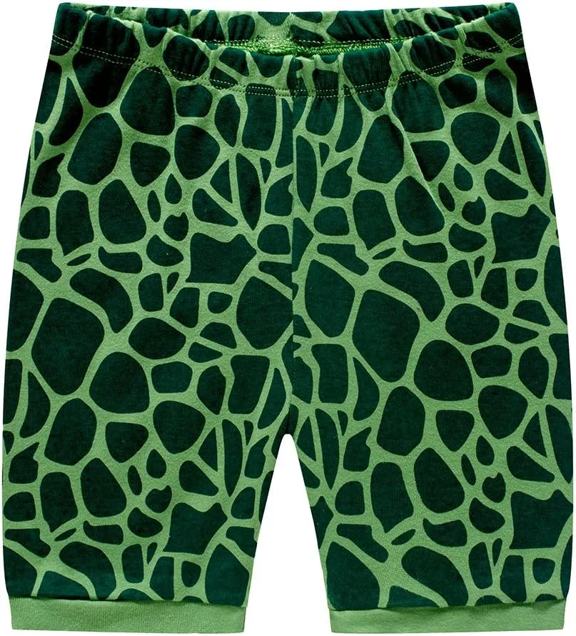 Popshion Boys Pajamas 100% Cotton Toddler Clothes Summer Pjs for Boy Planet Dinosaur Sleepwear Kids Short Sets 2-10 Years