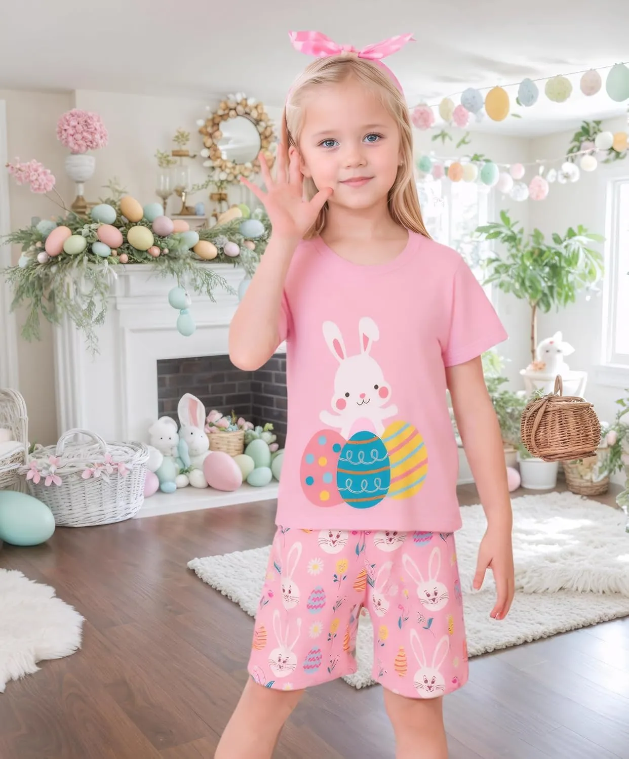 Popshion Girls Pajamas Short Sleeve 100% Cotton Toddlder Clothes Summer Pjs for Girl Sleepwear Kids Short Sets 3-10 Years
