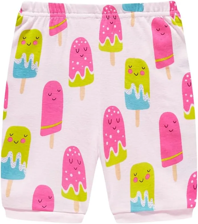 Popshion Girls Pajamas Short Sleeve 100% Cotton Toddlder Clothes Summer Pjs for Girl Sleepwear Kids Short Sets 3-10 Years