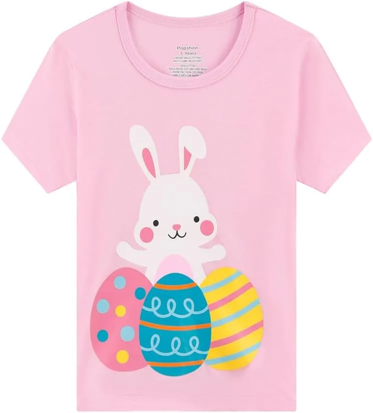 Popshion Girls Pajamas Short Sleeve 100% Cotton Toddlder Clothes Summer Pjs for Girl Sleepwear Kids Short Sets 3-10 Years