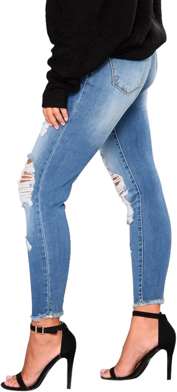 Ripped Jeans Womens Fall Fashion 2024 Trendy Stretchy Skinny Jeans Boyfriend Distressed Jeans Destroyed Denim Jeggings