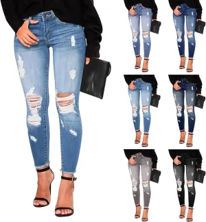 Ripped Jeans Womens Fall Fashion 2024 Trendy Stretchy Skinny Jeans Boyfriend Distressed Jeans Destroyed Denim Jeggings