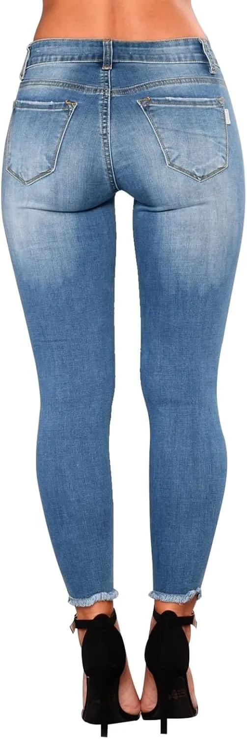 Ripped Jeans Womens Fall Fashion 2024 Trendy Stretchy Skinny Jeans Boyfriend Distressed Jeans Destroyed Denim Jeggings