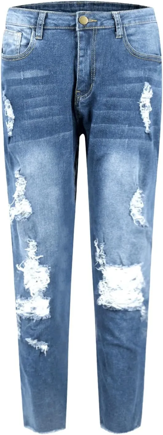 Ripped Jeans Womens Fall Fashion 2024 Trendy Stretchy Skinny Jeans Boyfriend Distressed Jeans Destroyed Denim Jeggings
