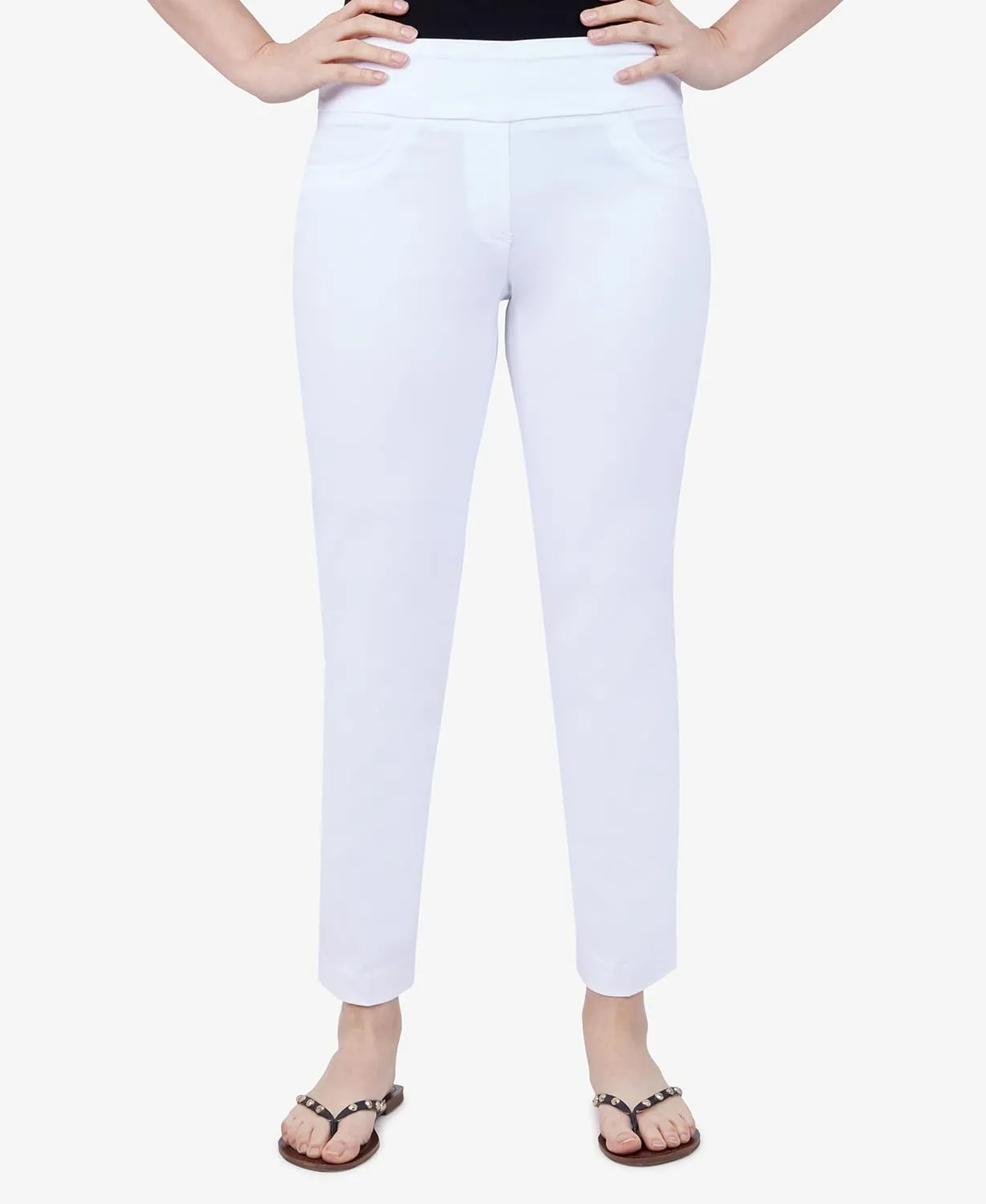 Ruby Rd. Womens Womens Mid-Rise Pull-on Straight Solar Millenium Tech Ankle Pant