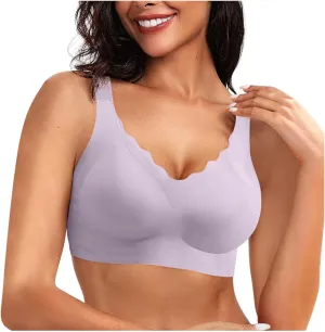 Scalloped Womens Bras No Underwire Wireless Seamless Bra Push Up Bralette Full Coverage Comfort Raceback Everyday Bra