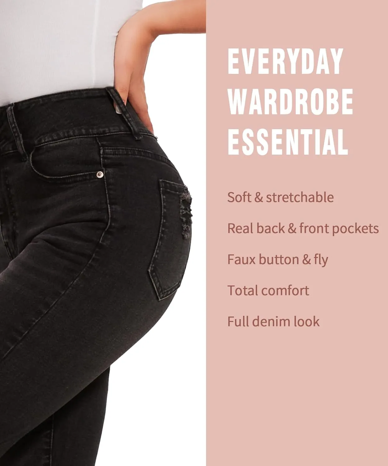 SEASUM Women's High Waisted Jeans Stretch Raw Hem Straight Leg Denim Pants Cargo Jeans with Pockets