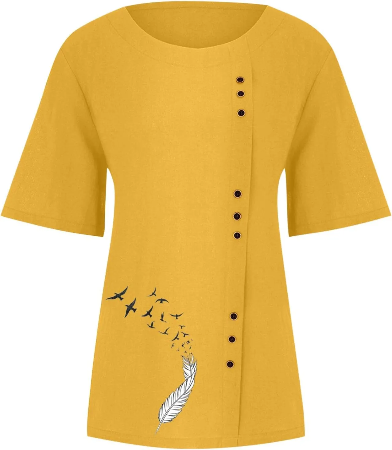 Short Sleeve Cotton Linen Tops for Women Summer 2025 Crewneck Casual Loose Fit Tshirt Lightweight Trendy Blouse
