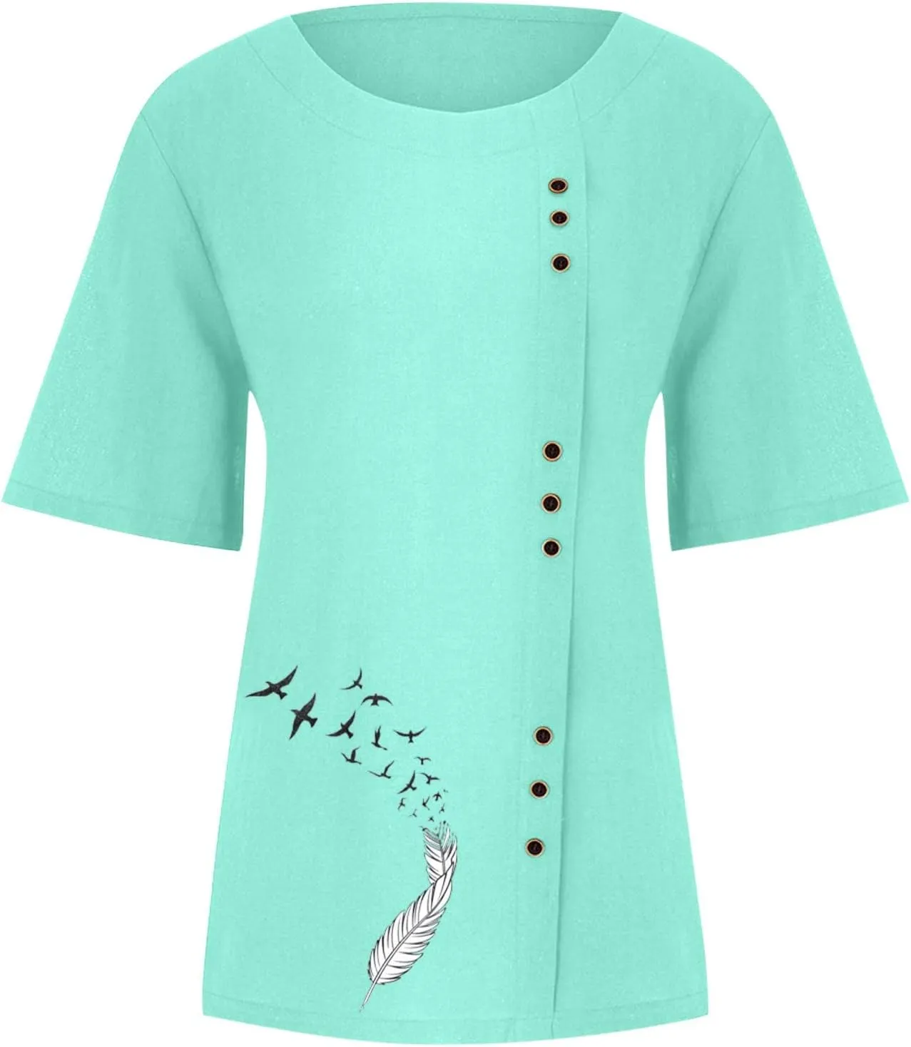 Short Sleeve Cotton Linen Tops for Women Summer 2025 Crewneck Casual Loose Fit Tshirt Lightweight Trendy Blouse