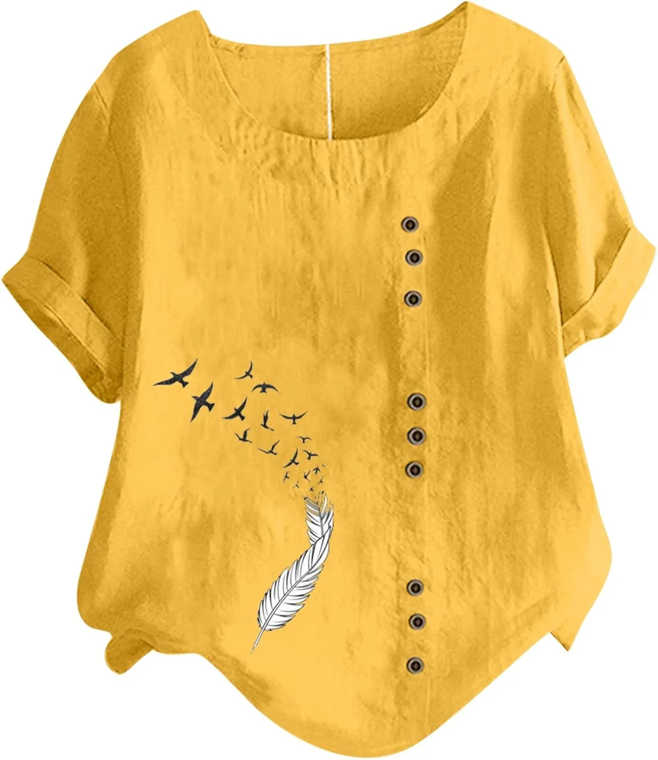 Short Sleeve Cotton Linen Tops for Women Summer 2025 Crewneck Casual Loose Fit Tshirt Lightweight Trendy Blouse