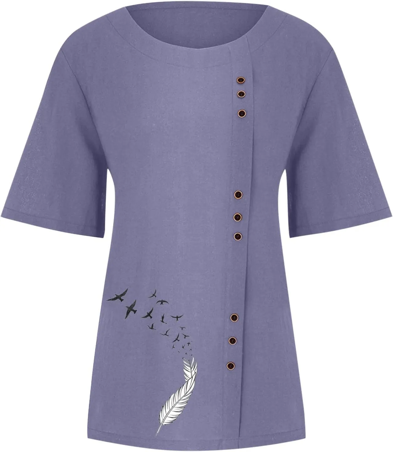 Short Sleeve Cotton Linen Tops for Women Summer 2025 Crewneck Casual Loose Fit Tshirt Lightweight Trendy Blouse