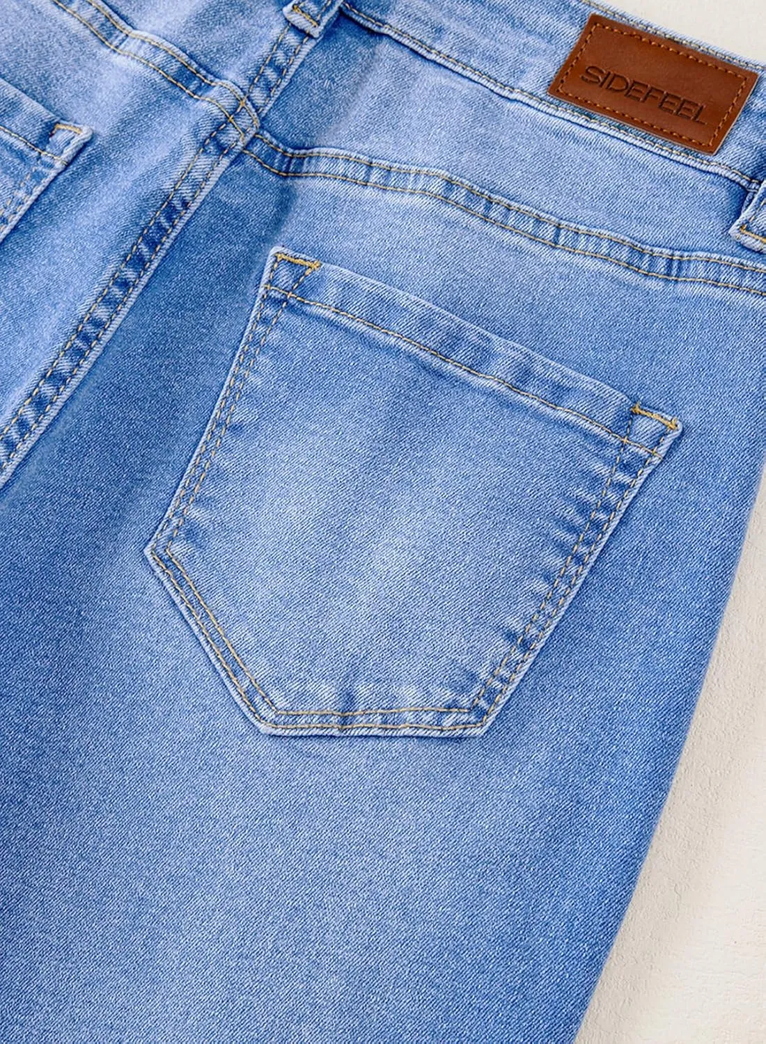 Sidefeel Women's High Waist Zimbaplatinum Jeans Stretch Skinny Slims Ankle Bootcut Jeans with Pockets