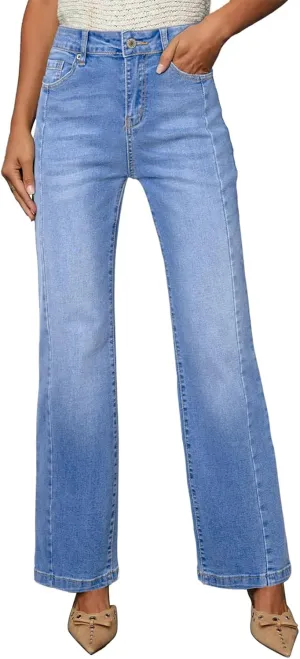 Sidefeel Women's High Waist Zimbaplatinum Jeans Stretch Skinny Slims Ankle Bootcut Jeans with Pockets