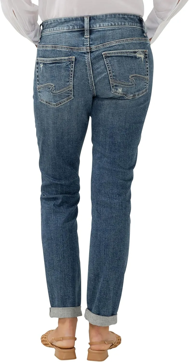 Silver Jeans Co. Women's Boyfriend Mid Rise Slim Leg Jeans