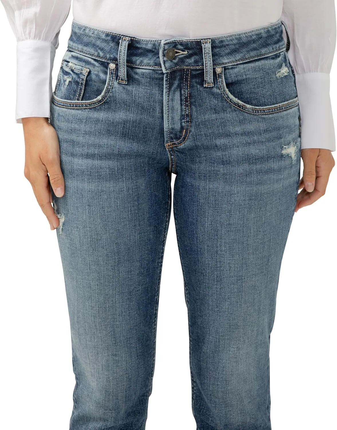 Silver Jeans Co. Women's Boyfriend Mid Rise Slim Leg Jeans