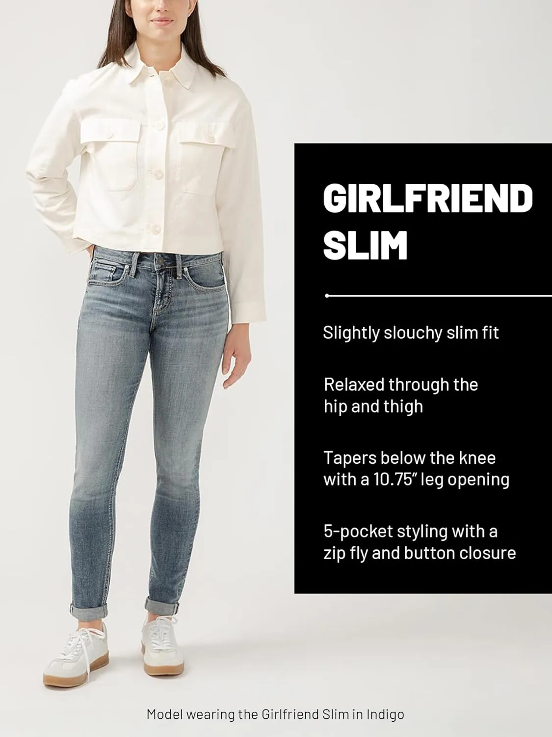 Silver Jeans Co. Women's Girlfriend Mid Rise Slim Leg Jeans